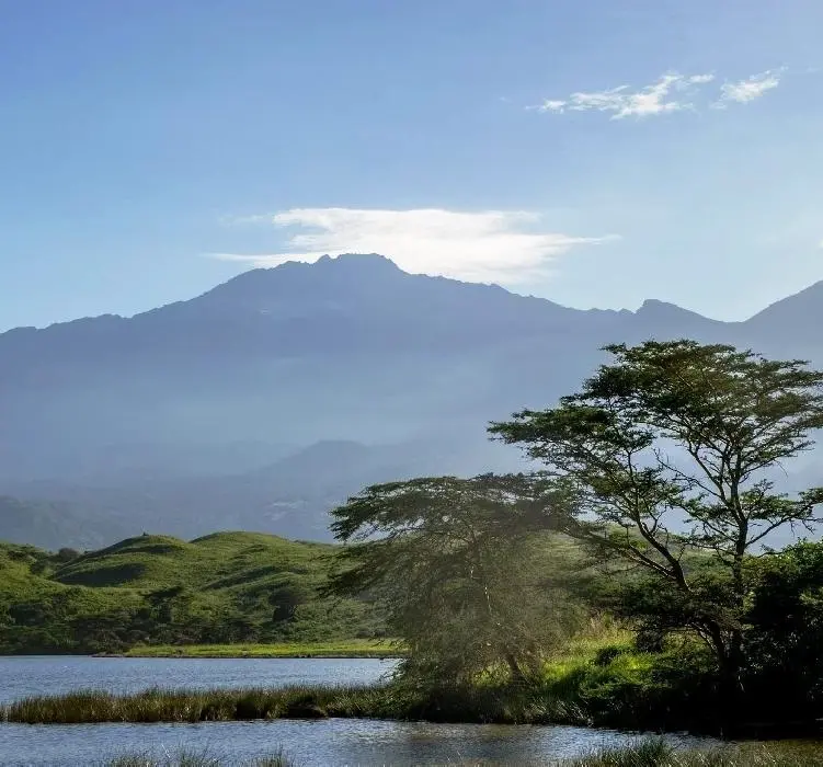 Mount Meru rising above Arusha National Park