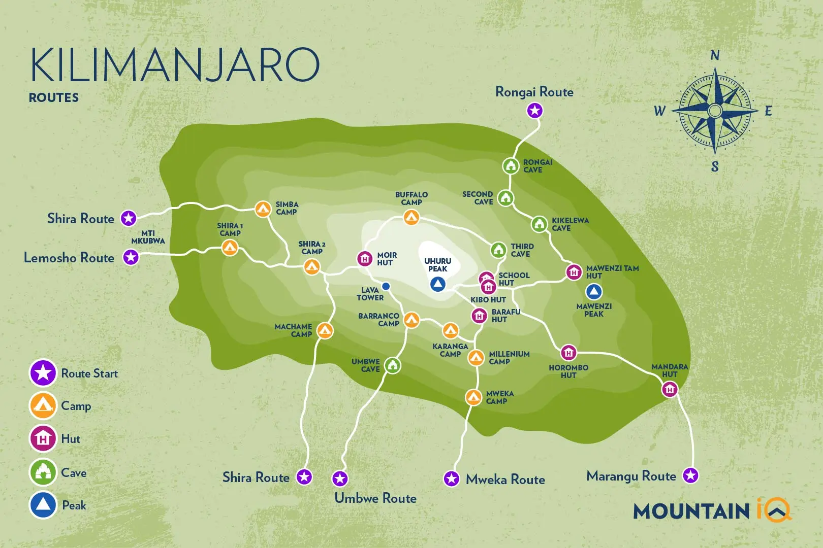 Trekking trail climbing towards Kilimanjaro