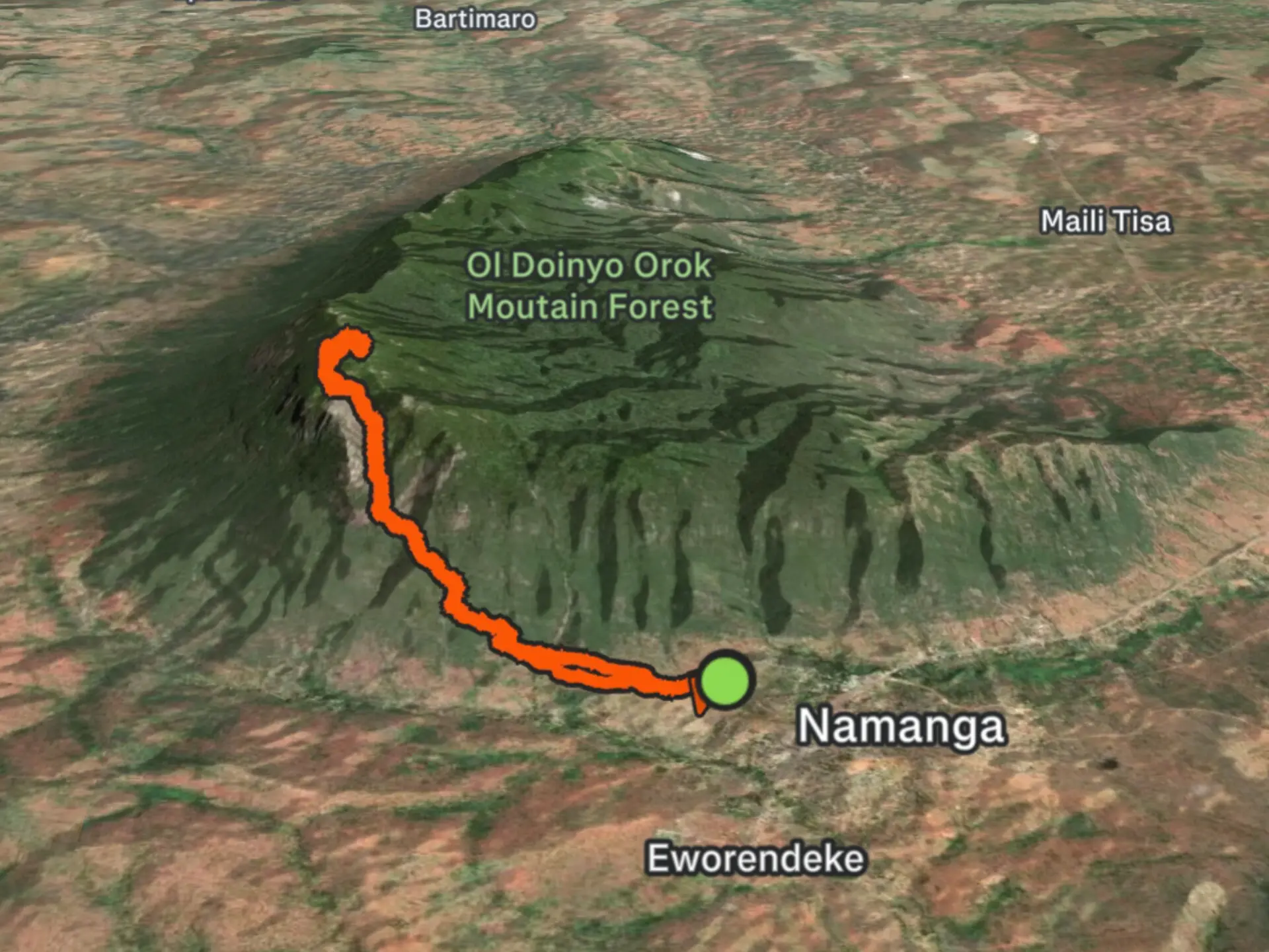 Steep ash slope on the Lengai climb