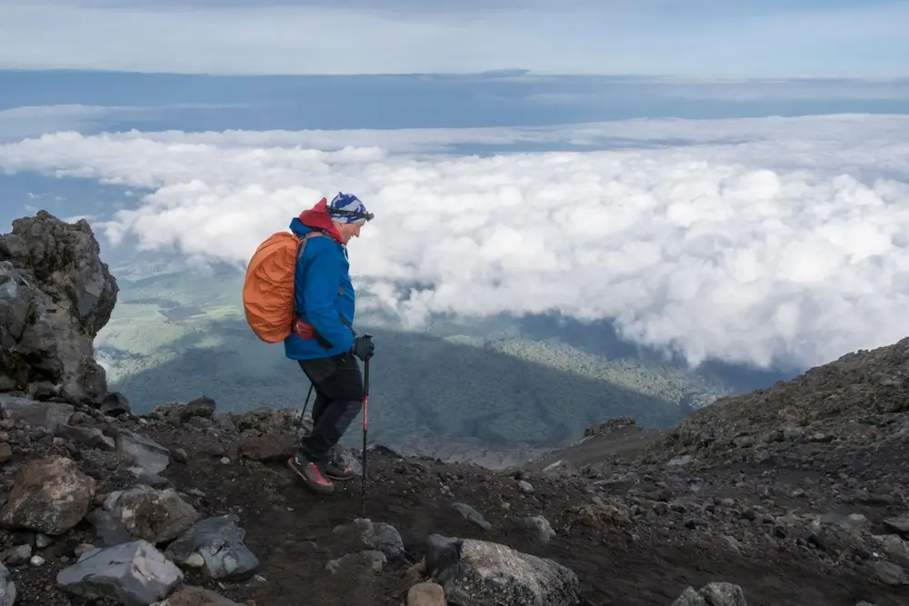 Day pack and layers for a Meru trek