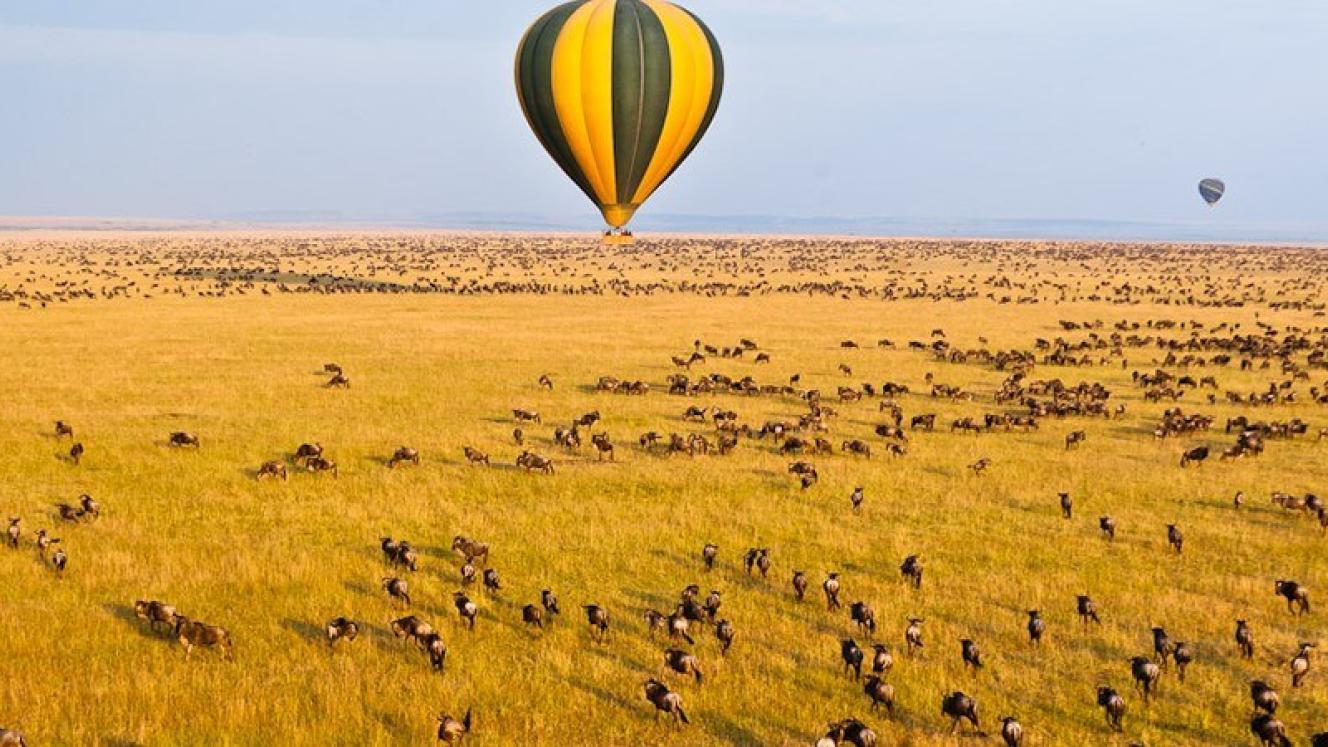 Hot air balloon over the Serengeti