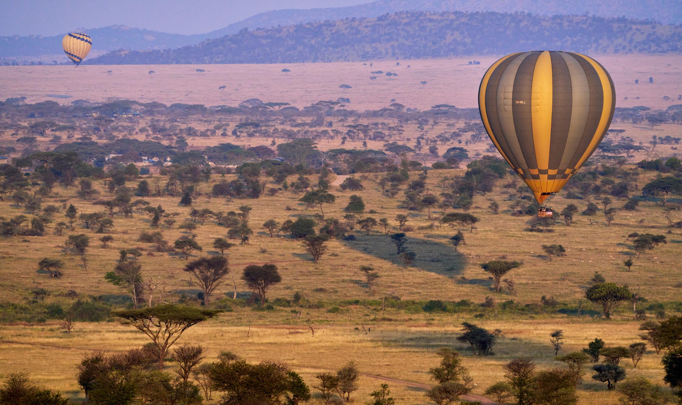 Hot air balloon over the Serengeti